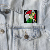 Angel Musician Vierkante Button 5,1 Cm (In situ)