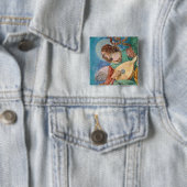 Angel Musician Vierkante Button 5,1 Cm (In situ)