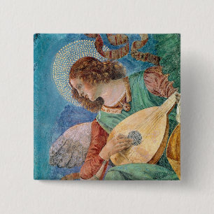Angel Musician Vierkante Button 5,1 Cm