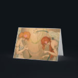 Angel Musicians  Muziek Victoriaans Kerstmis Feestdagen Kaart<br><div class="desc">Eenvoudig aan te passen kerstkaart! Voeg gewoon je namen toe!  afbeelding voor illustratie met twee prachtige engelen of sprookjesmuzikanten die muziekinstrumenten en een ster spelen. De ene engel speelt een houdwind flutflageolet terwijl de andere een gespannen instrument of harp speelt. Artiest: Raphael Kirchner. c. 1903.</div>