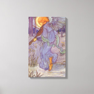 Angel-muzikant die een Violin speelt, muziek Canvas Afdruk