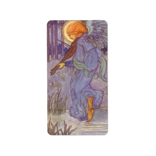 Angel-muzikant die een Violin speelt,  muziek Etiket (Voorkant)