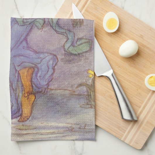 Angel-muzikant die een Violin speelt,  muziek Theedoek (Quarter Fold)