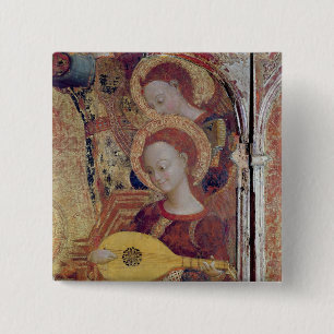 Angel-muzikanten van het schilderen van Virgin en  Vierkante Button 5,1 Cm