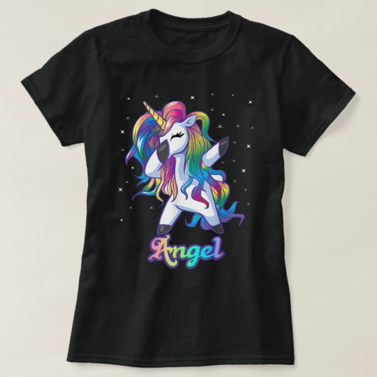 ANGEL-naam Aangepaste aangepaste regenboogontsteki T-shirt (Design voorkant)