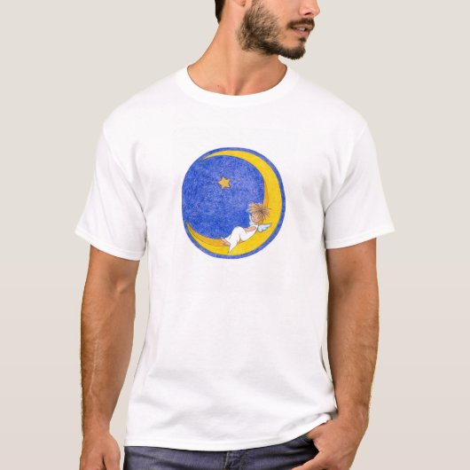 Angel Napping op de maan T-shirt (Voorkant)
