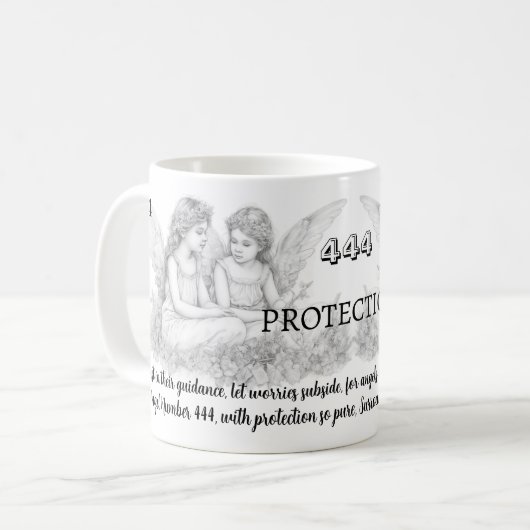 Angel Number 444 - Bescherming - Mok met offerte (Voorkant links)