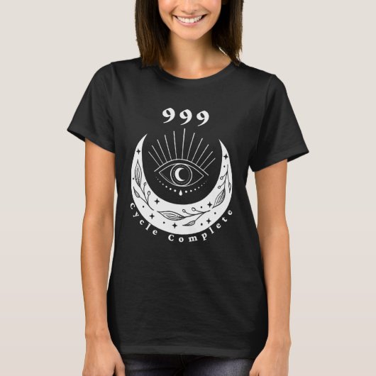 Angel Number 999 Cycle Complete The Eye Moon T-shirt (Voorkant)