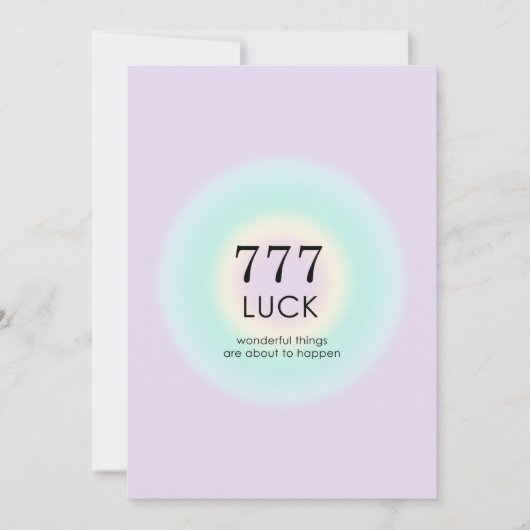 Angel Nummers 777 Luck Kaart (Voorkant)