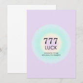 Angel Nummers 777 Luck Kaart (Voorkant / Achterkant)