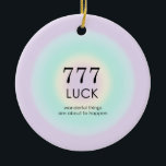 Angel Nummers 777 Luck Keramisch Ornament<br><div class="desc">Het spirituele formaat van het ombre wordt ontspannen,  met engel-nummers 777,  een geluksgetal,  dat goed geluk en geluk symboliseert. Angel-nummers 7777 gradiëntkaart met betekenis en nummerverklaring. Angel nummert cadeaus.</div>