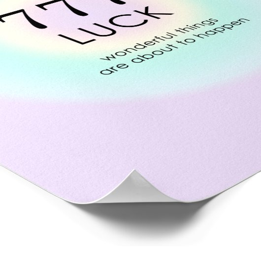 Angel Nummers 777 Luck Poster (Hoek)