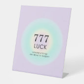Angel Nummers 777 Luck Reclamebord Met Voetstuk (Voorkant)