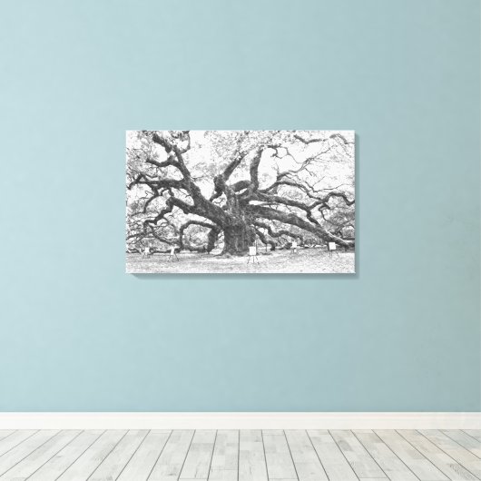 Angel Oak Tree Canvas Afdruk (Insitu (Houten vloer))