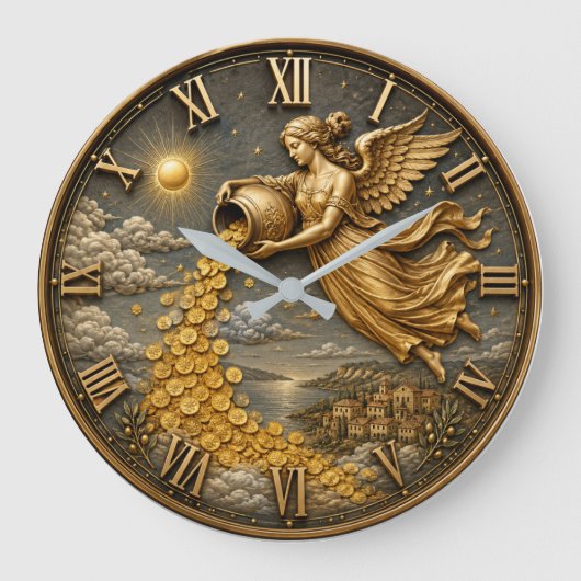 Angel of Abundance Prosperity & Wealth Gift Grote Klok (Voorkant)