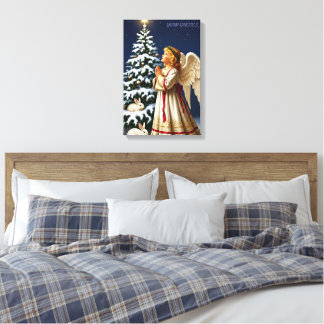 Angel of Christmas Night – Classical Holiday  Canvas Afdruk