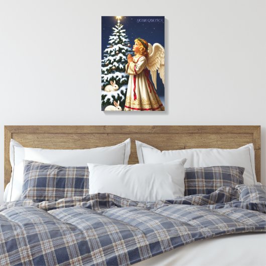 Angel of Christmas Night – Classical Holiday Canvas Afdruk (Insitu (Slaapkamer))