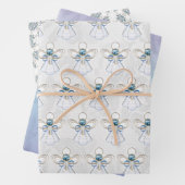 Angel of Faith, Blue Ombre Lace, Gemstone Pattern Inpakpapier Vel (In situ)