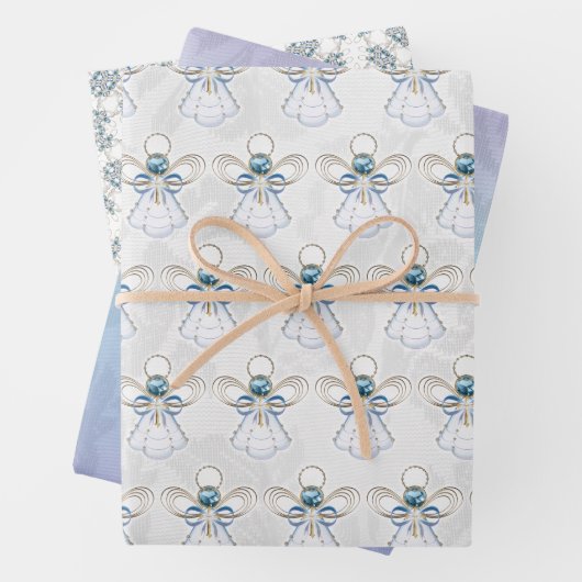 Angel of Faith, Blue Ombre Lace, Gemstone Pattern Inpakpapier Vel (In situ)