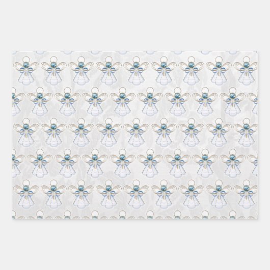 Angel of Faith, Blue Ombre Lace, Gemstone Pattern Inpakpapier Vel (Voorkant)