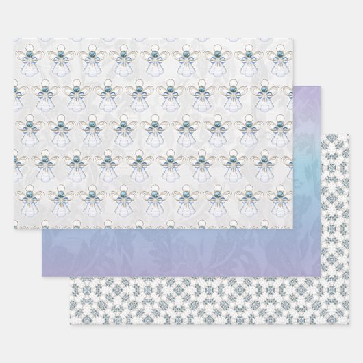 Angel of Faith, Blue Ombre Lace, Gemstone Pattern Inpakpapier Vel (Set)