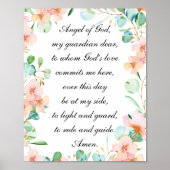 Angel of God Guardian Angel Prayer Pastel Floral Poster (Voorkant)