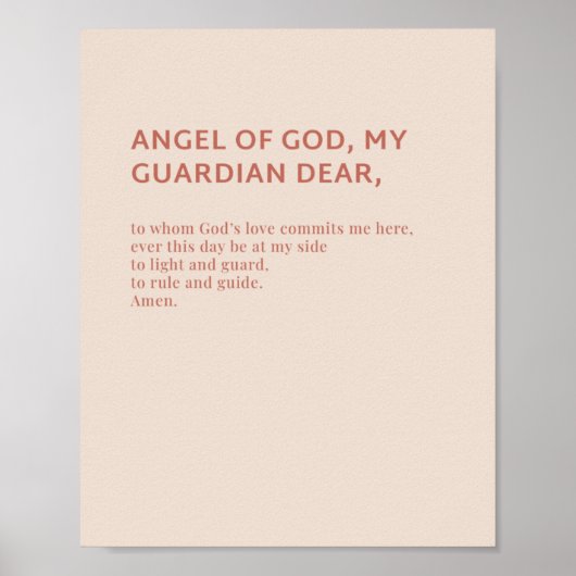 Angel of God Prayer Poster (Voorkant)
