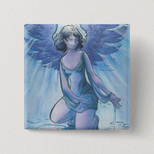 Angel of Grace Vierkante Button 5,1 Cm (Voorkant)