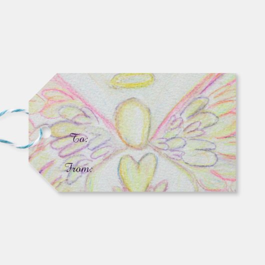 Angel of Hearts Holiday Joy Custom Gift Labels Cadeaulabel (Achterkant Horizontaal)