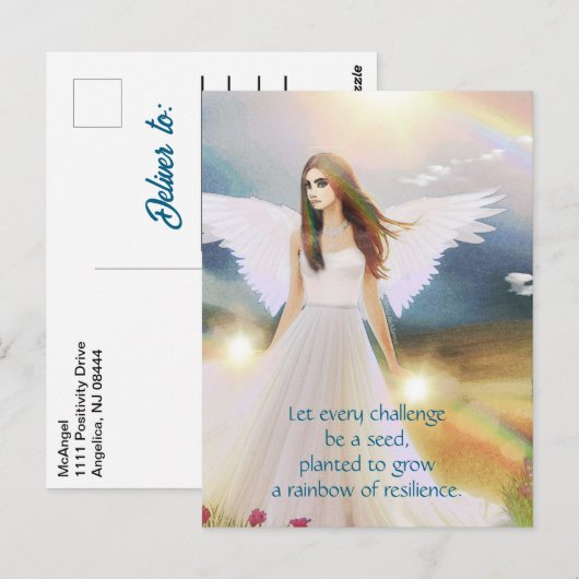 Angel of Hope Rainbow Inspiration Quote Art Briefkaart (Voorkant / Achterkant)
