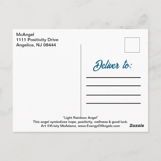 Angel of Hope Rainbow Inspiration Quote Art Briefkaart (Achterkant)
