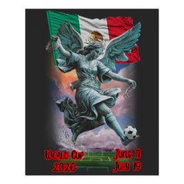 Angel of Independence plays Soccer on a Black Perfect Poster