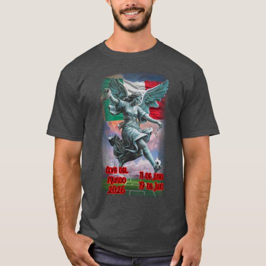 Angel of Independence plays Soccer on a Grey T-shirt (Voorkant)