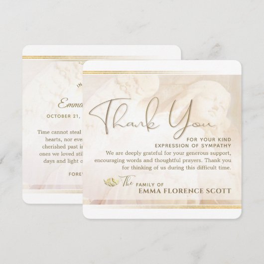 Angel of Light Square Sympathie Hartelijk dank Kaart (Voorkant / Achterkant)