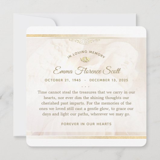 Angel of Light Square Sympathie Hartelijk dank Kaart (Achterkant)