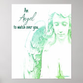 Angel om over je te waken Groene Vleugels Quote Ar Poster (Voorkant)