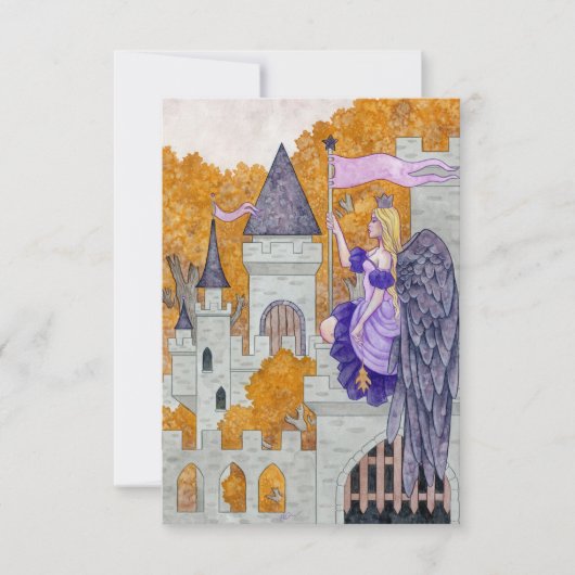 Angel on Castle Fortress Fantasy Art beroemd gemaa Bedankkaart (Voorkant)