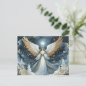 Angel on Christmas night beautiful Briefkaart (Staand voorkant)