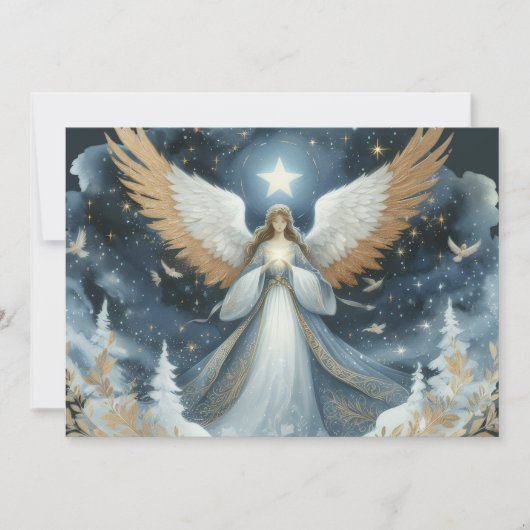 Angel on Christmas night beautiful Feestdagenkaart (Voorkant)