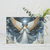 Angel on Christmas night beautiful Feestdagenkaart (Staand voorkant)