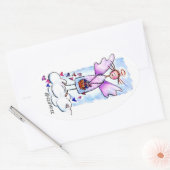 Angel on White Cloud met mandje harttekening Ovale Sticker (Envelop)