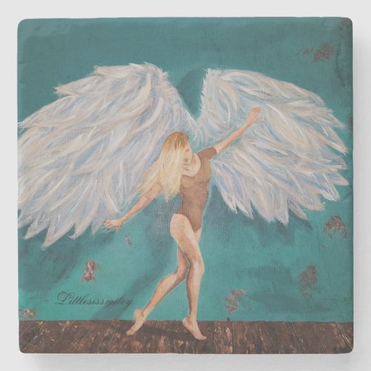 Angel-Onderzetter van Littlesissmiley Stenen Onderzetter (Voorkant)