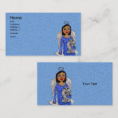 Angel op Cloud Holding Angel Cat Light Blue Visitekaartje (Voorkant / Achterkant)