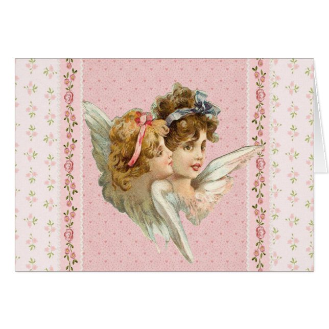 Angel op de roze blote achtergrond. (Voorkant Horizontaal)