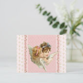 Angel op de roze blote achtergrond. briefkaart (Staand voorkant)