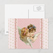 Angel op de roze blote achtergrond. briefkaart (Voorkant / Achterkant)