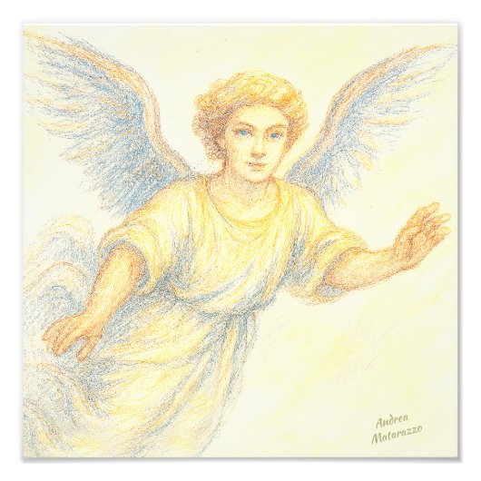 Angel op de vlucht met een glimlach foto afdruk (Voorkant)