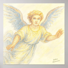 Angel op de vlucht met een glimlach poster