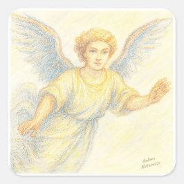 Angel op de vlucht met een glimlach vierkante sticker