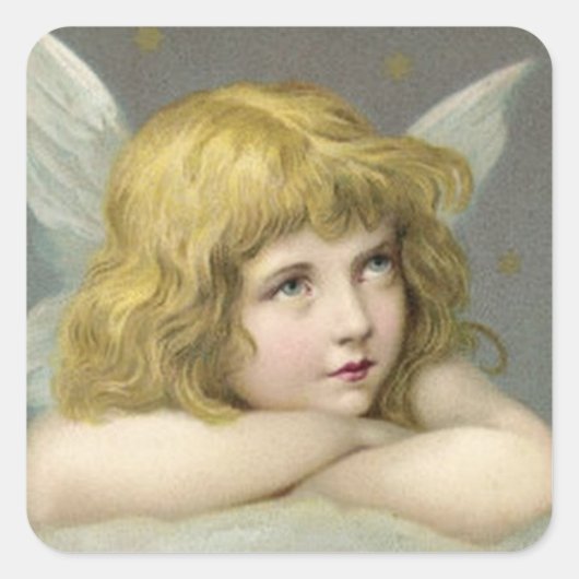 Angel op een cloud vierkante sticker (Voorkant)